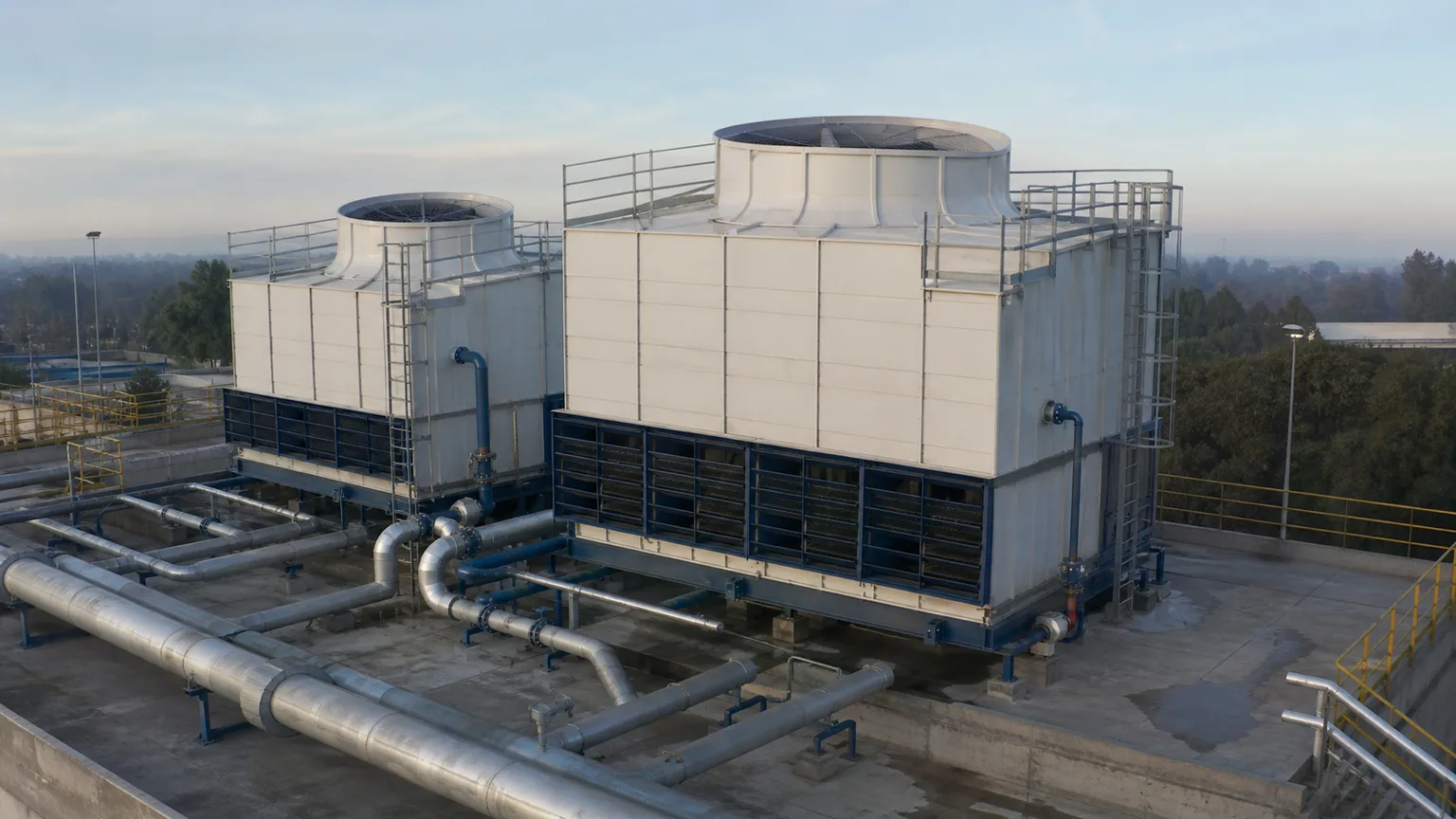 Dos configuraciones industriales de torres de enfriamiento